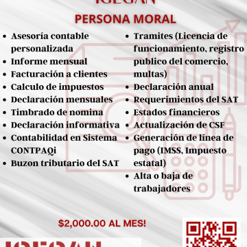 PAQUETE CONTABLE IGEGAN PERSONA MORAL